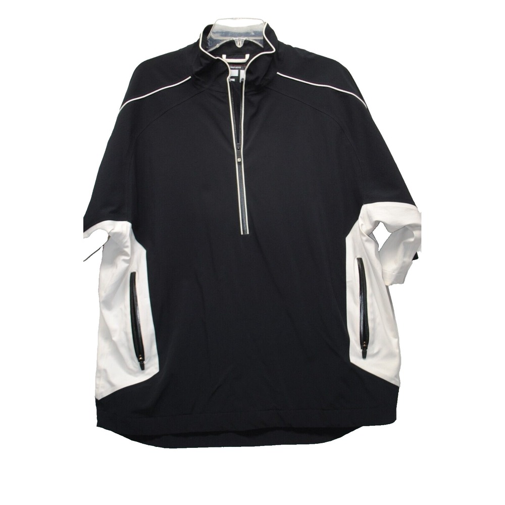 Footjoy Tour Collection Large 1/2 Zip Black White Short Sleeve Pullover (F8)